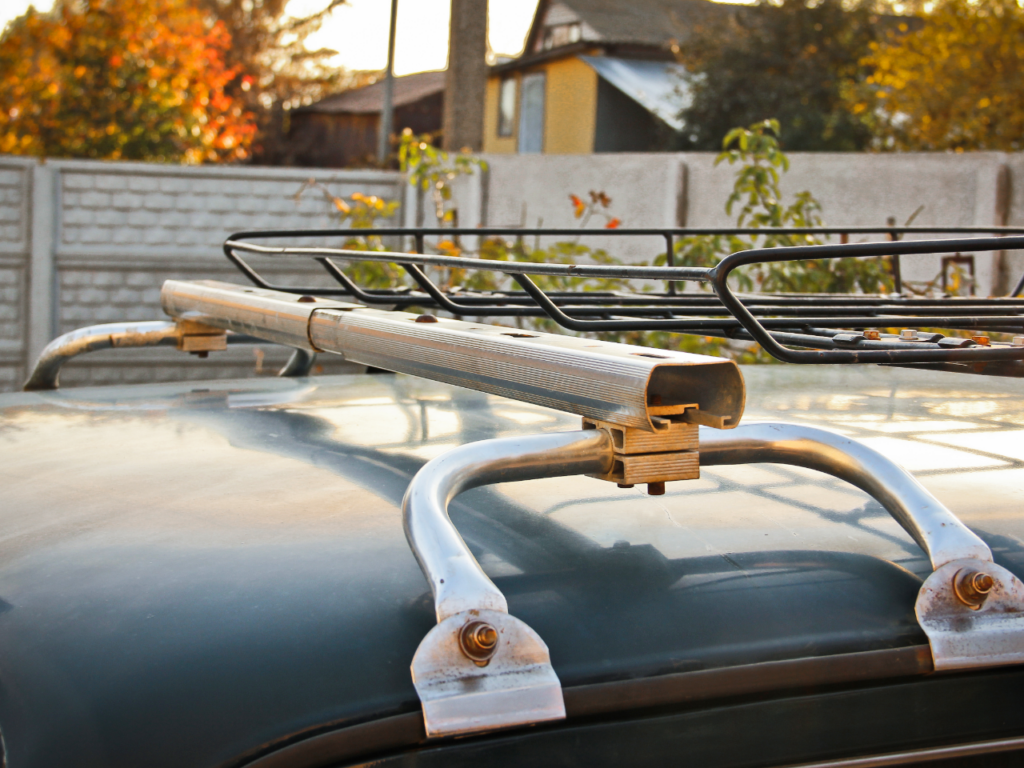 Roof racks on the top of a car
